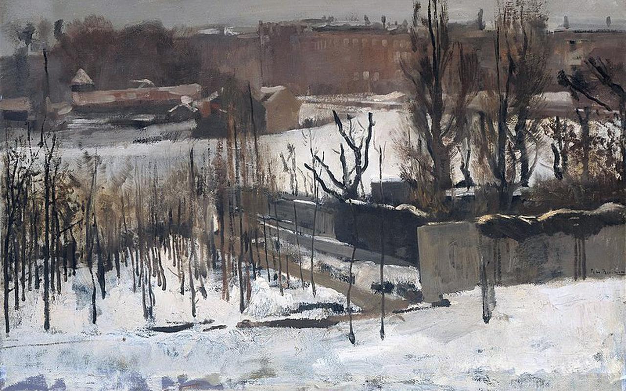George Hendrik Breitner: ‘Gezicht op het Oosterpark te Amsterdam in de sneeuw.’ (1892) olieverf op doek (70x122cm). 