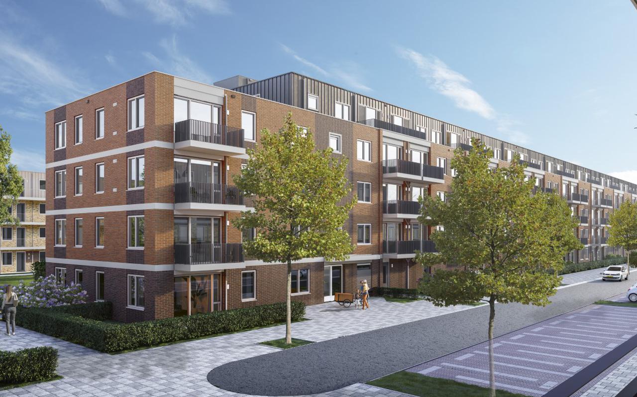 De nieuwe wooncomplexen van De Huismeesters in De Wijert waar de gemeente Groningen overdag minder parkeerplekken beschikbaar stelt. 