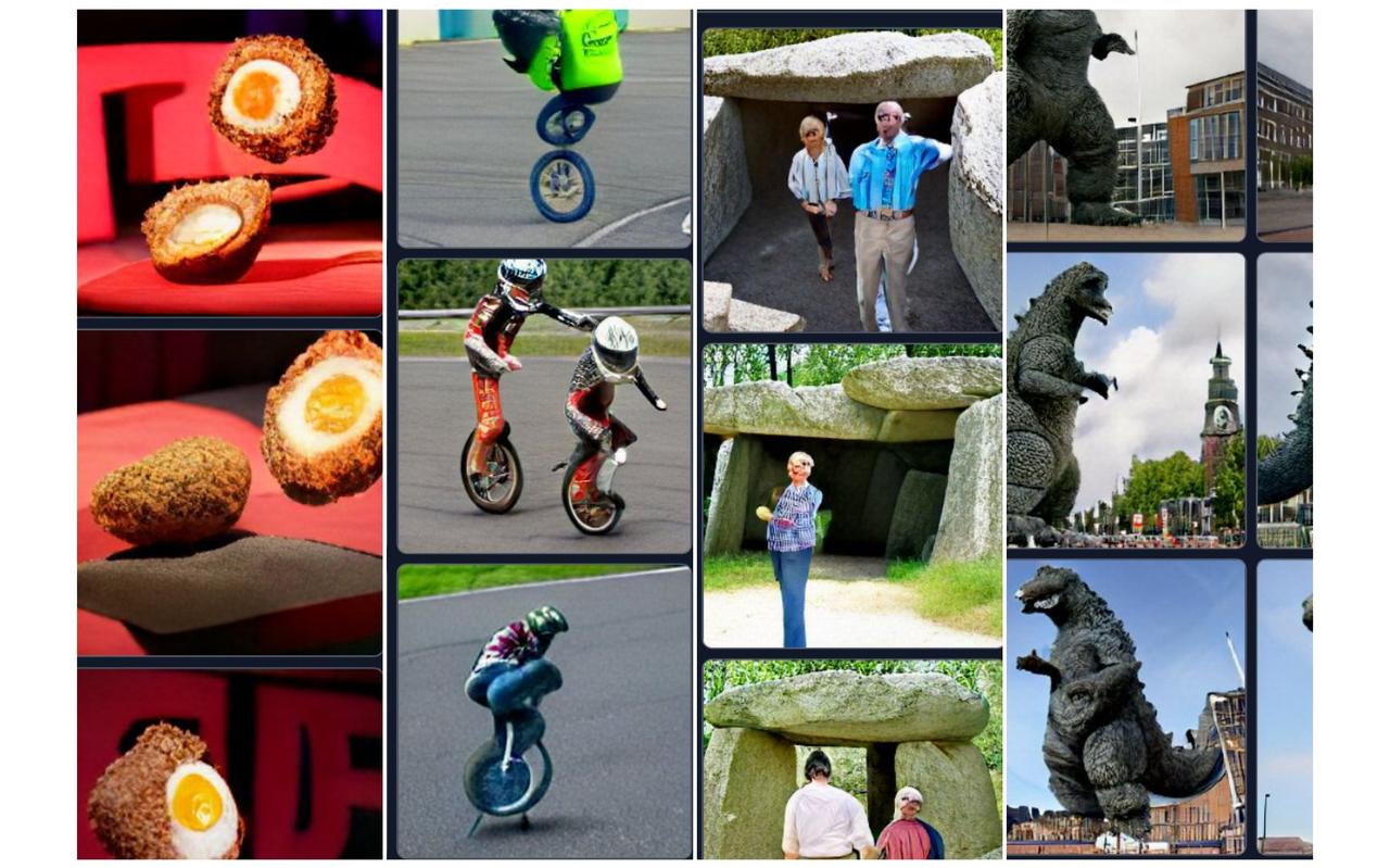 Godzilla op de Grote Markt, de TT van Assen op eenwielers: het kan allemaal met computerprogramma Craiyon. Godzilla op de Grote Markt, de TT van Assen op eenwielers: het kan allemaal met computerprogramma Craiyon.