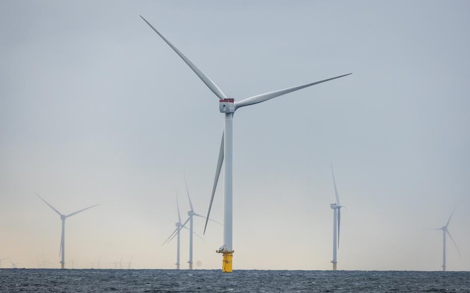 Turbines op zee. 