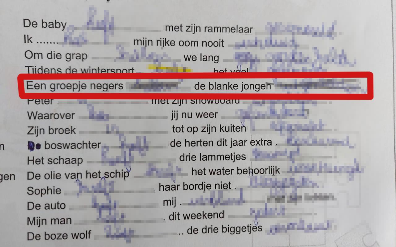 De gewraakte passage in de taalopdracht die leerlingen van basisschool GSV in Groningen moesten doen. De gewraakte passage in de taalopdracht die leerlingen van basisschool GSV in Groningen moesten doen.