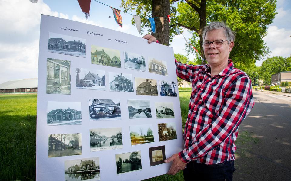 Amateurhistoricus Jacco Pranger uit Nieuw-Buinen, met foto's van zijn dorp door de eeuwen heen.