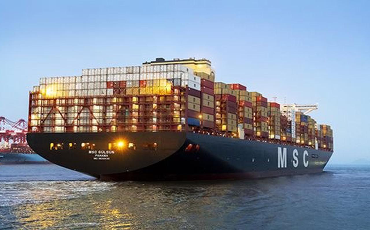 MSC Gulsun, een van de grootste containerschepen ter wereld. Reders zijn bezorgd over de gevolgen van de oorlog tussen Rusland en Oekraïne.
