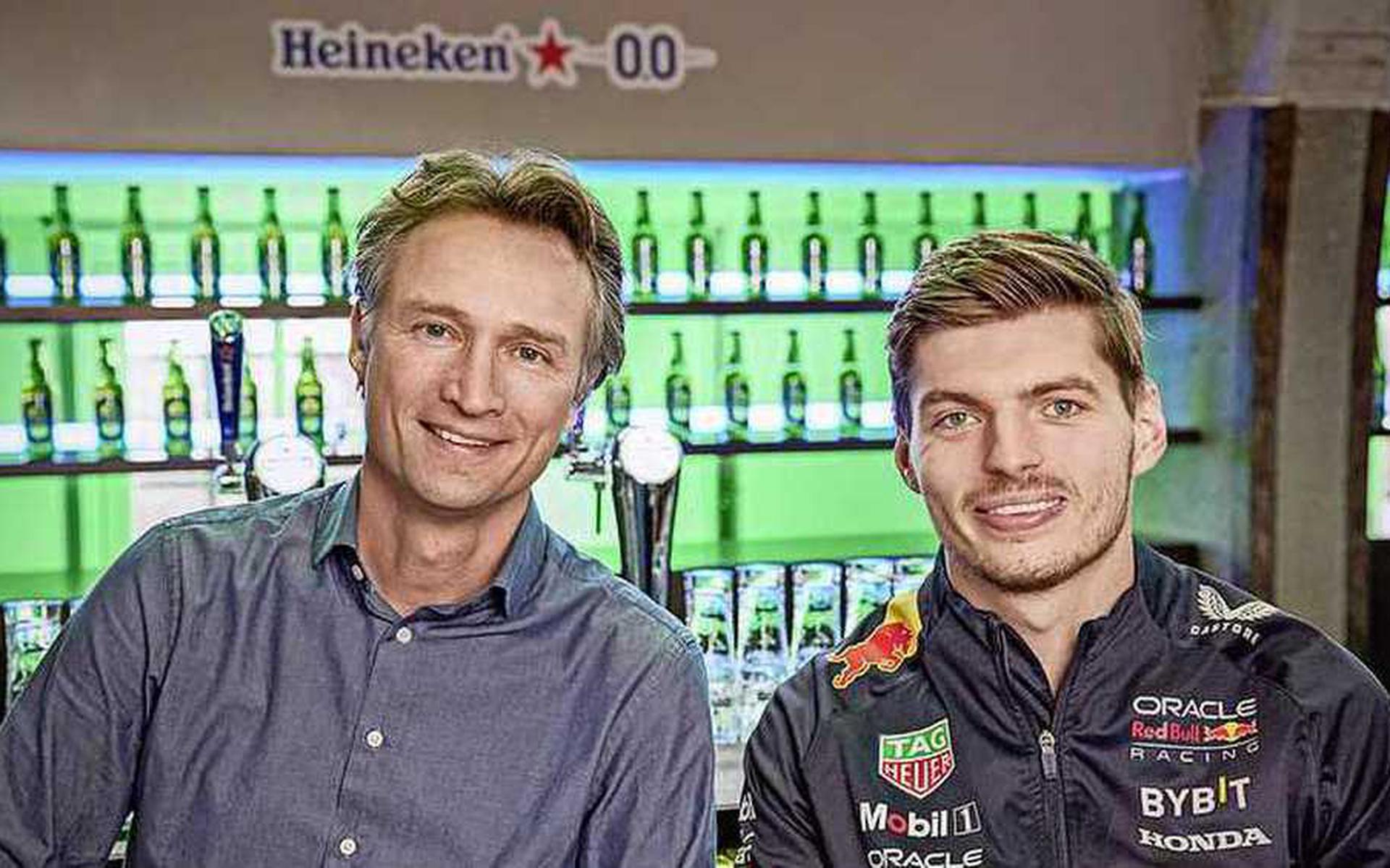 Heineken-CEO Dolf van den Brink en Max Verstappen.