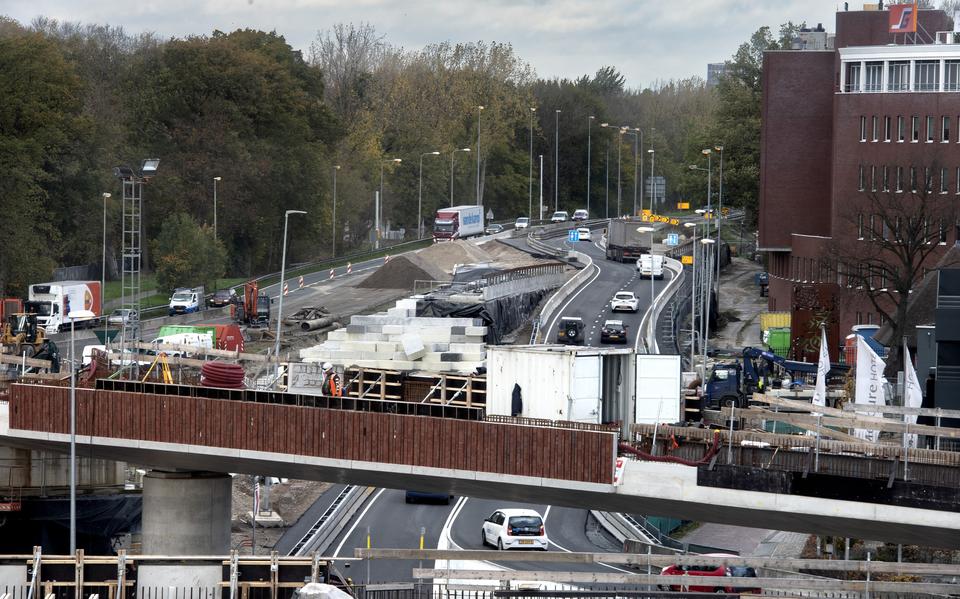 De bouw van een ongelijkvloers Vrijheidsplein en nieuwe viaducten in de westelijke ringweg over Leonard Springerlaan en Concourslaan (Stadspark).