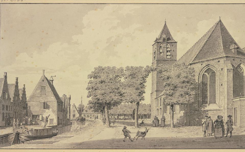 Cornelis Pronk (1691-1759), Gezicht op de Grote- of Mariakerk te Meppel.