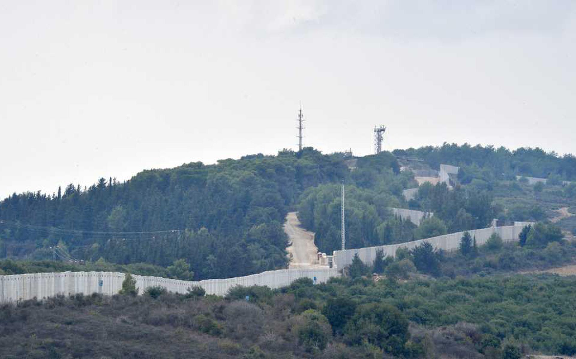 De grens van Israël met Libanon.