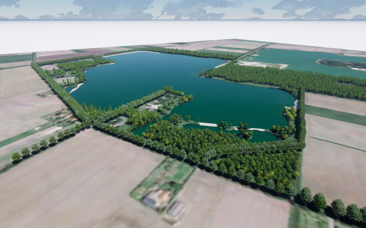 Zo ziet de winplas er over 10 jaar uit (de huidige plas is het deel linksboven) Zo ziet de winplas er over 10 jaar uit (de huidige plas is het deel linksboven)