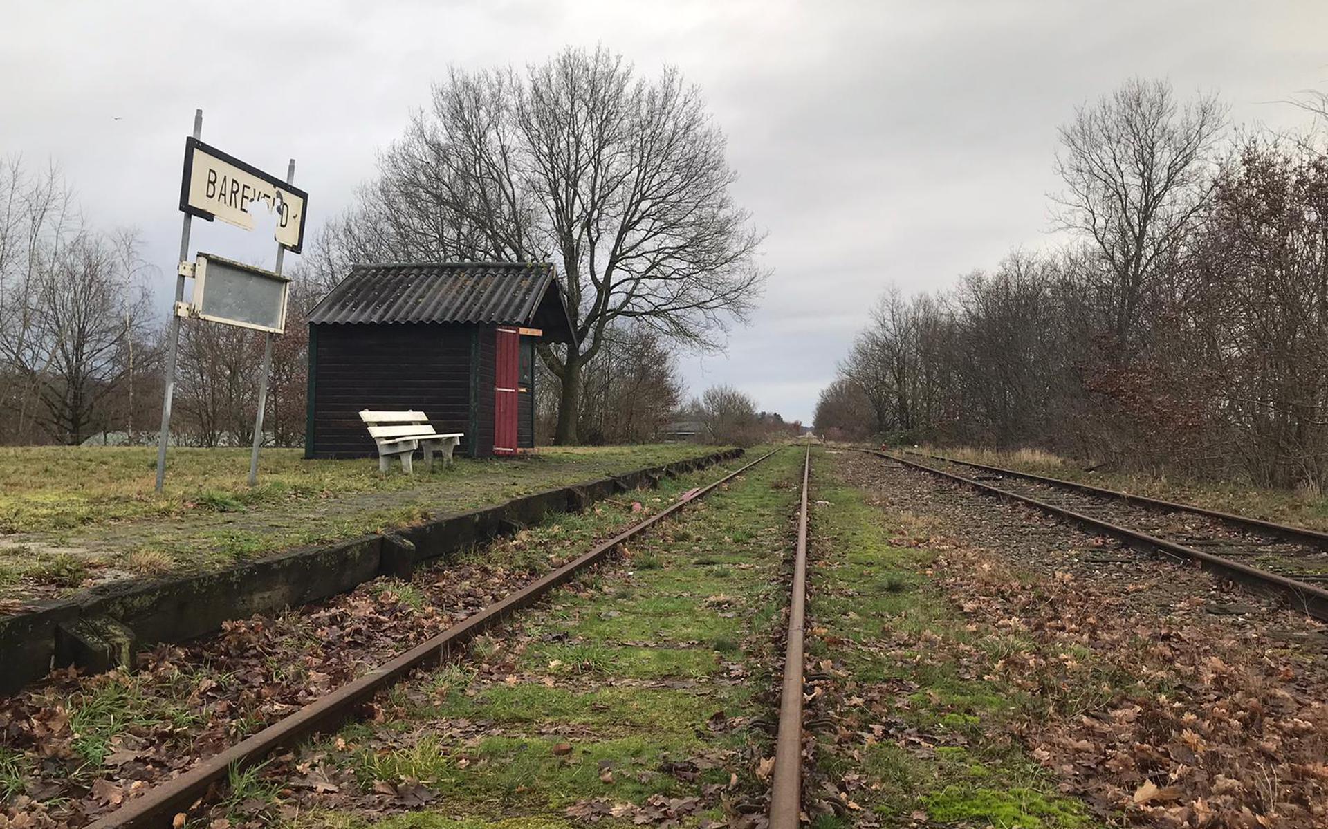 Een deel van het spoor bij het oude station Bareveld. 