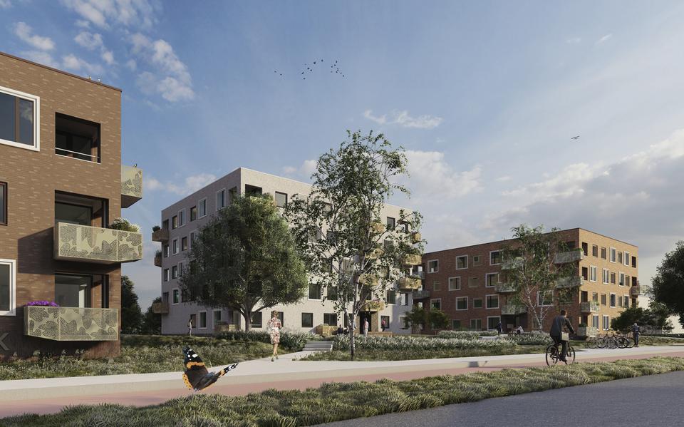 Zo gaan de drie nieuwe appartementengebouwen langs de Weerdingerstraat in Emmen eruit zien.