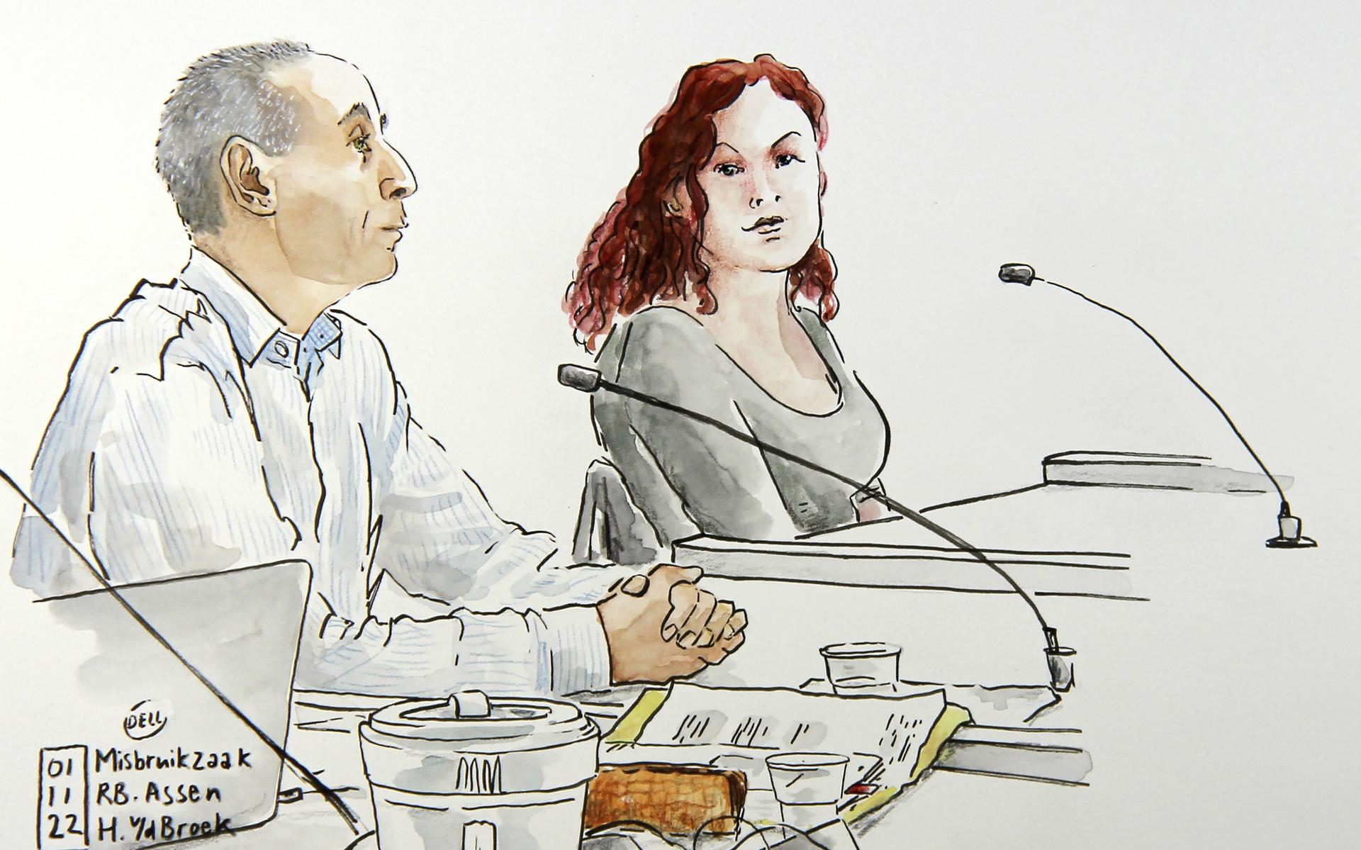 Patricia B. uit Beilen en haar sm-minnaar Gilbert de B. in de rechtszaal.