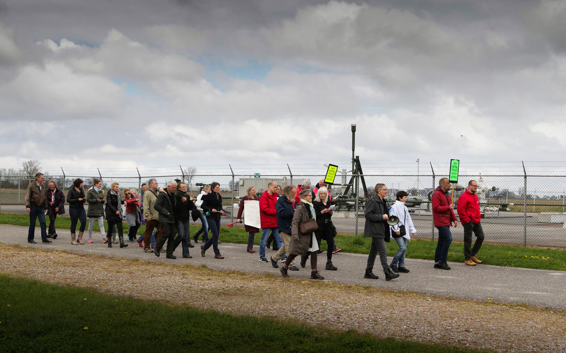 Actievoerders protesteerden al in 2017 bij de gaswinningslocatie in Pieterzijl.
