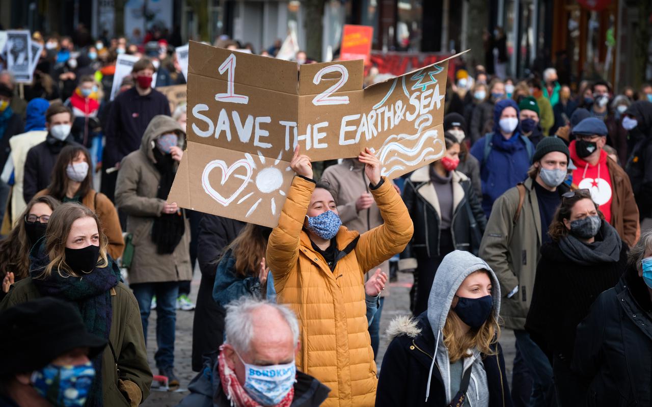 Klimaatprotest op de Vismarkt in Groningen eerder dit jaar.