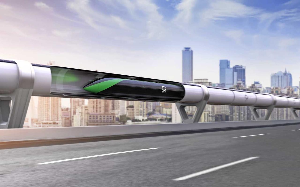 De tube waarin de hyperloop moet hangen. Foto: Delft Hyperloop De tube waarin de hyperloop moet hangen. Foto: Delft Hyperloop