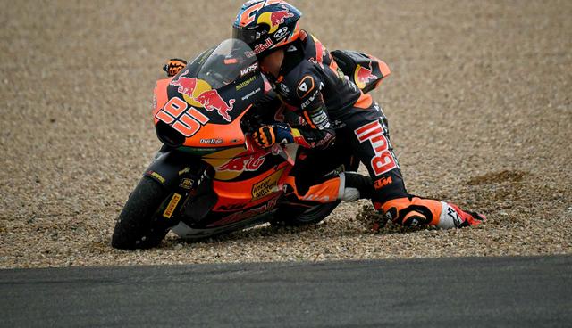 Moto2-coureur Collin Veijer valt race na prachtige podiumplek uit met crash