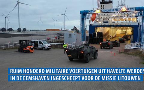 Honderd militaire voertuigen gaan van Eemshaven naar missie in Litouwen