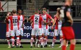 De spelers van FC Emmen vieren de 0-1 van Ole Romeny.  ANP GERRIT VAN KEULEN