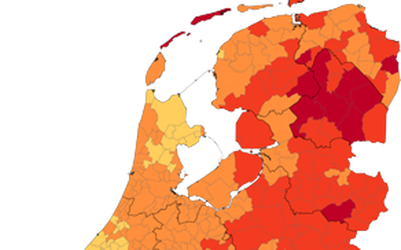 Op de Lyme-kaart van Nederland kleurt Drenthe, op enkele gemeenten na, dieprood. Op de Lyme-kaart van Nederland kleurt Drenthe, op enkele gemeenten na, dieprood.