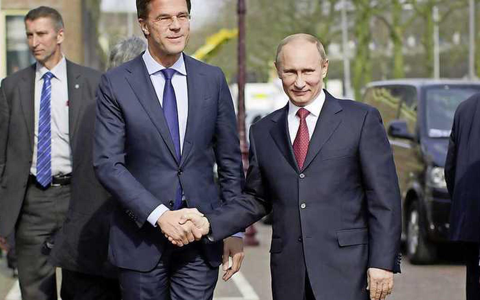 Rutte tijdens een ontmoeting met president Poetin in 2013 bij het Scheepvaartmuseum in Amsterdam.