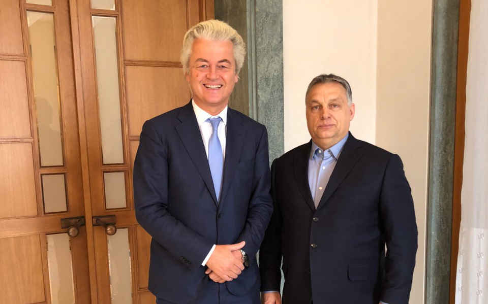 Geert Wilders en Viktor Orbán tijdens het bezoek van Wilders aan Hongarije.