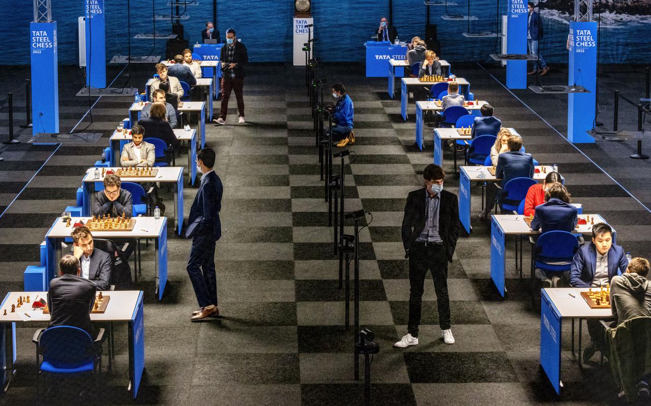 Een overzicht van de speelzaal van het TATA steel chess tournament