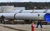 In het Duitse Lubnin liggen de pijpleidingen klaar voor de voltooiing van Nord Stream 2.