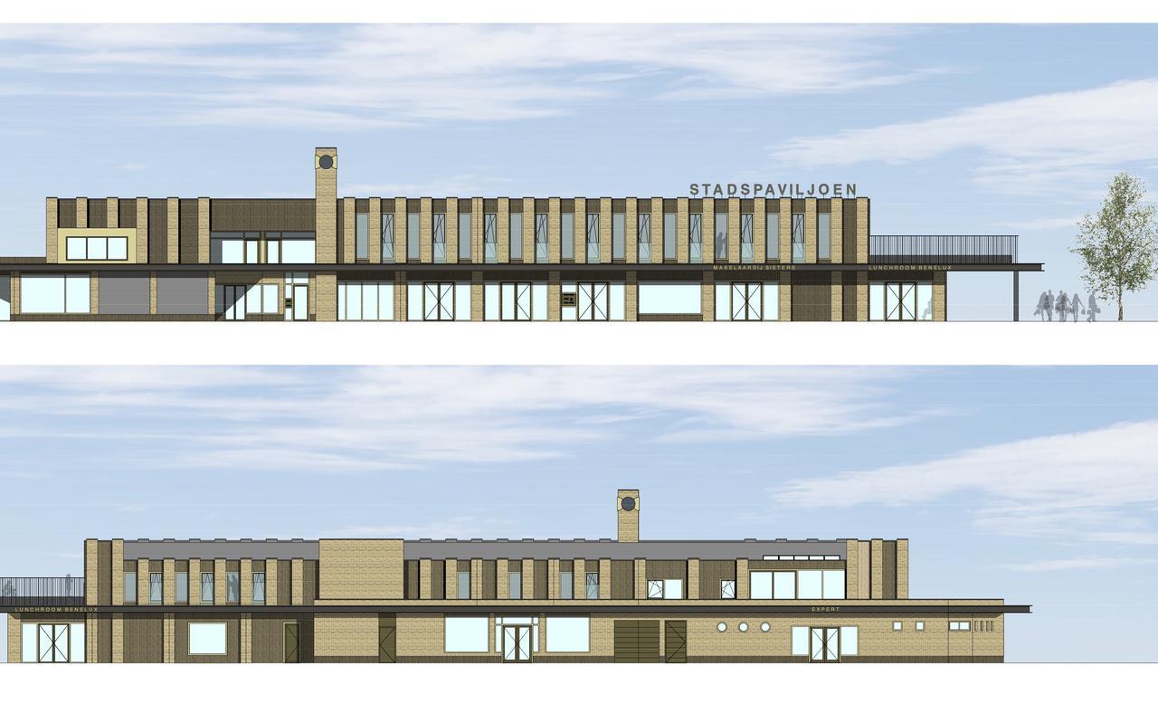 Het nog te bouwen Stadspaviljoen. Het nog te bouwen Stadspaviljoen.