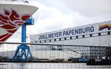 Maart 2017, de Norwegian Joy is uit het dok gesleept en ligt aan de kade bij de Meyer Werft in Papenburg.  