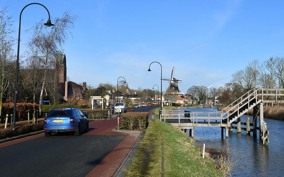 Eén van de wegversmallingen in Onderdendam. Foto: Provincie Groningen
