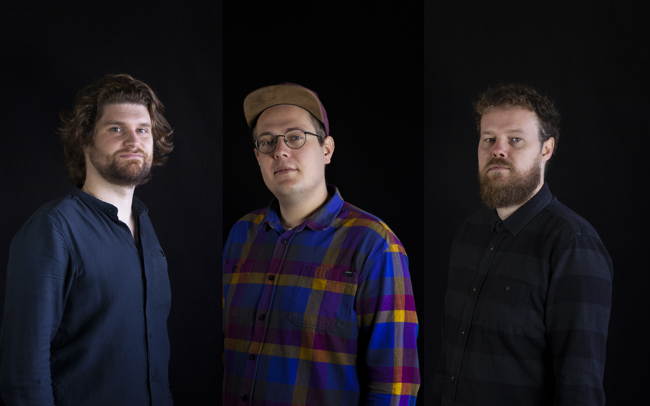 Kunstenaarscollectief van Joachim Rümke (34), Jelle Valk (34) en Olav Huizer (34). Kunstenaarscollectief van Joachim Rümke (34), Jelle Valk (34) en Olav Huizer (34).