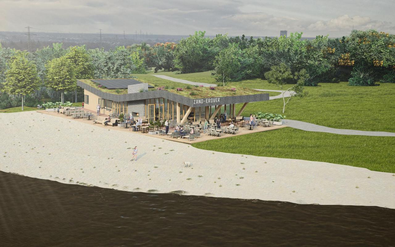 Het nieuwe horecapaviljoen aan de Baggelhuizerplas in Assen gaat naar verwachting begin 2023 open. Foto: gemeente Assen