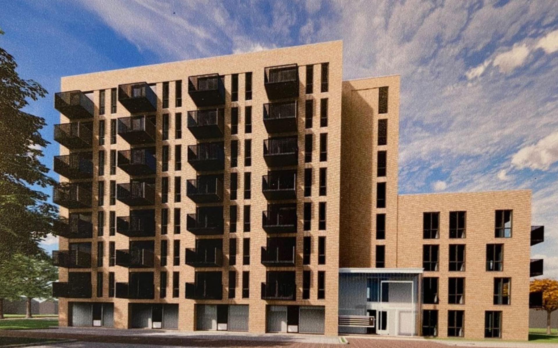 Het appartementencomplex zoals dat gebouwd wordt in Lariks. 