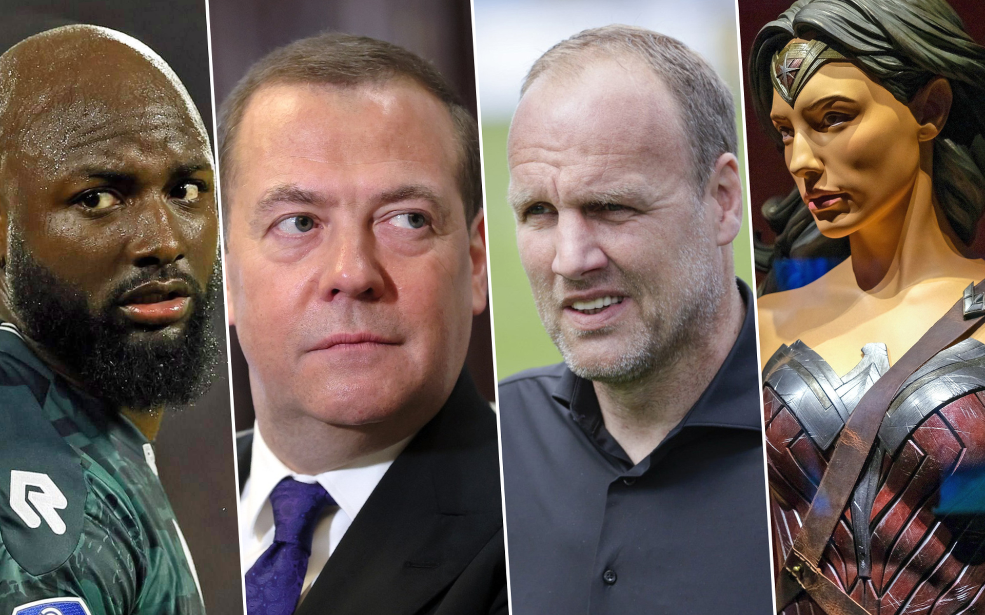 Vanaf links Jetro Willems, Dimitri Medvedev, Dick Lukkien en Wonder Woman.