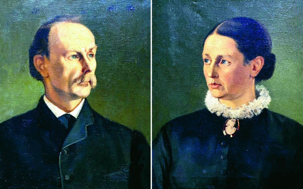Portretten van de jonge Derk Roelfs Mansholt en Aaltje Dijkhuis. Geschilderd door Hubertus Vos, vermoedelijk omstreeks 1882. Portretten van de jonge Derk Roelfs Mansholt en Aaltje Dijkhuis. Geschilderd door Hubertus Vos, vermoedelijk omstreeks 1882.