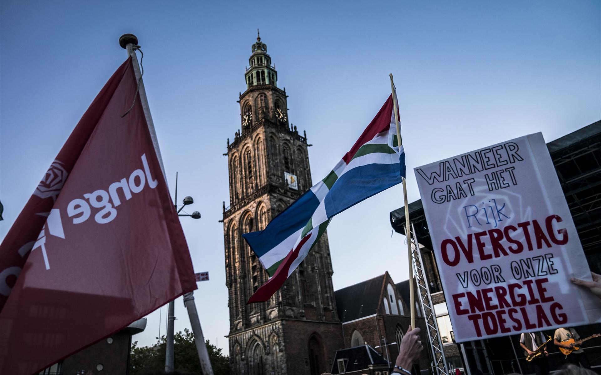 Een demonstratie op de Grote Markt in Groningen voor energietoeslag voor studenten. Foto: Archief ANP