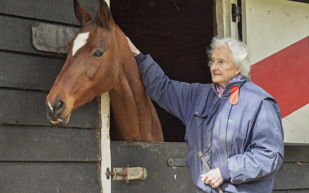 Clara barones Van Pallandt met merrie Yarmelek. Clara barones Van Pallandt met merrie Yarmelek.