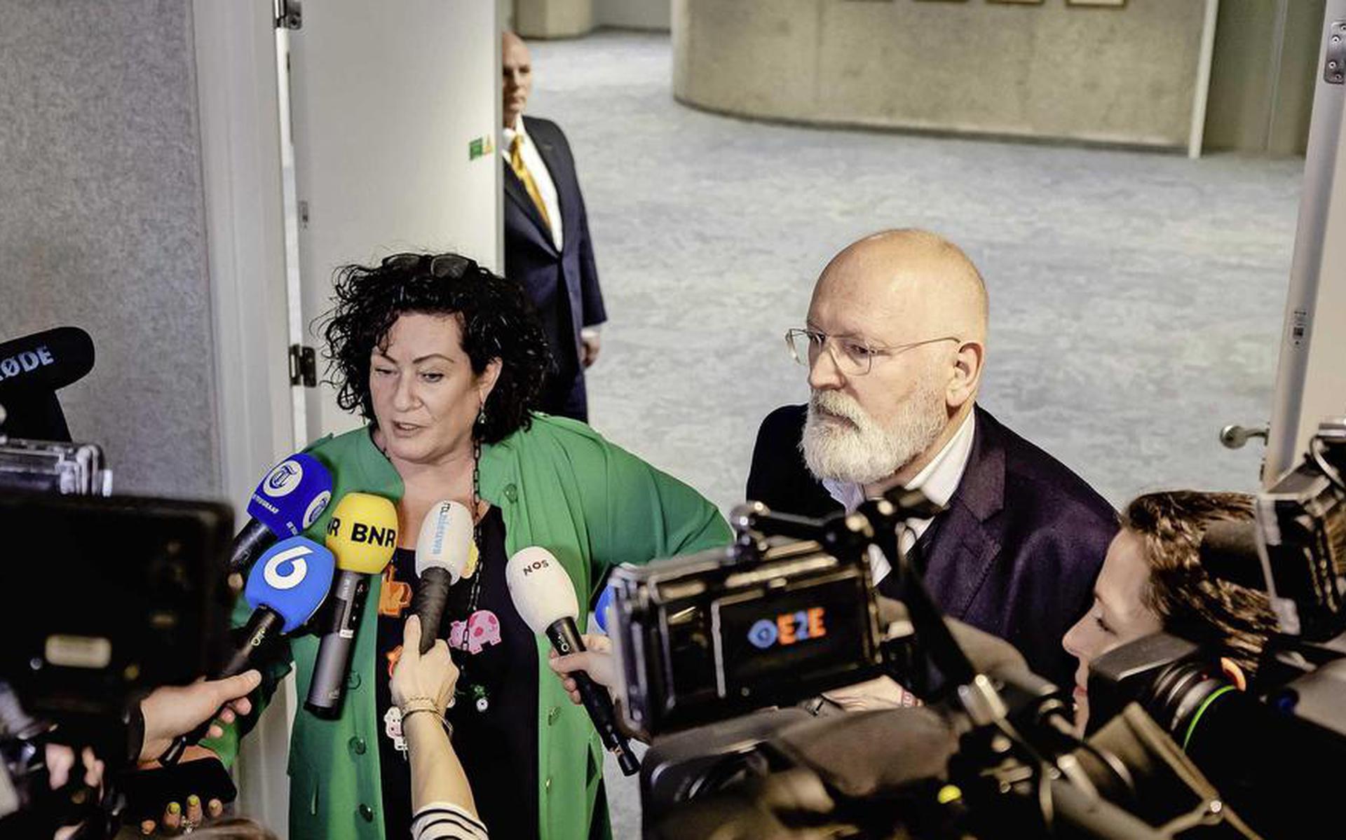Caroline van der Plas(BBB) en Eurocommissaris Frans Timmermans in de Tweede Kamer.