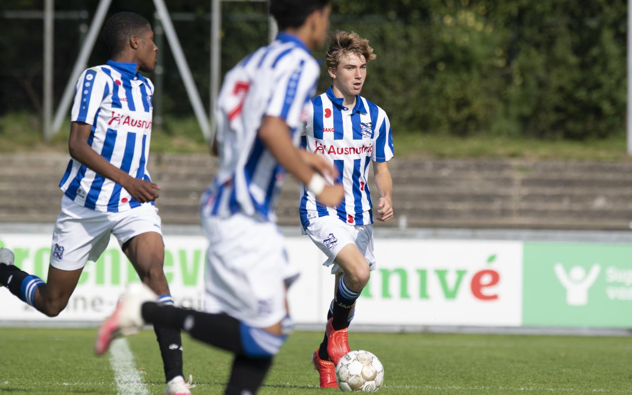 Tygo Land (rechts) in actie voor SC Heerenveen. De komende jaren gaat hij zijn kansen beproeven bij PSV Eindhoven.