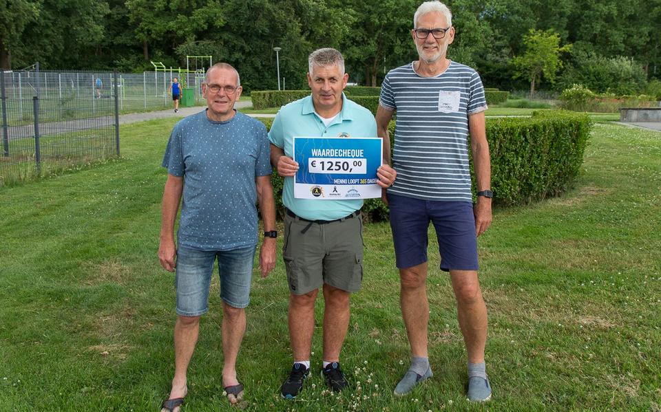 Uitreiking van de cheque aan Menno Klok.