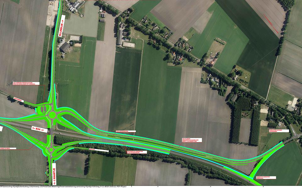 Zo gaat de nieuwe aansluiting ter hoogte van Klijndijk er uit zien.