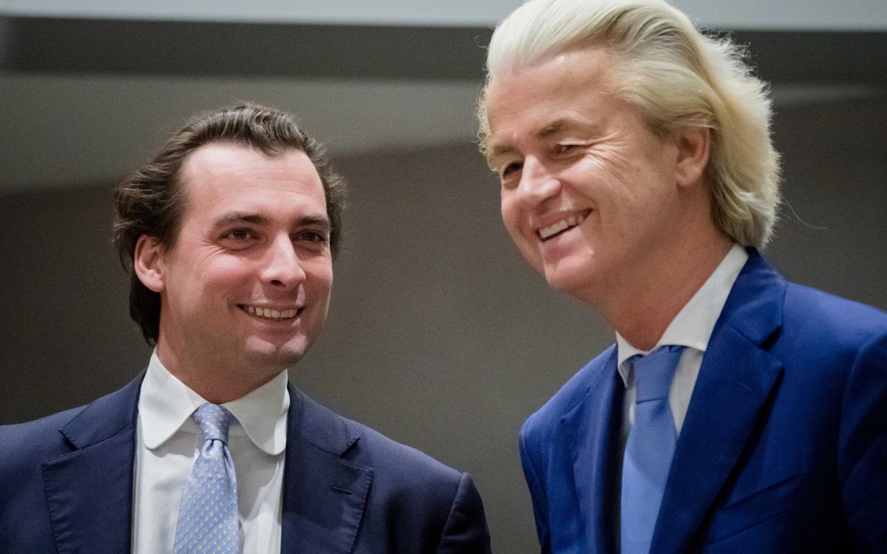 Thierry Baudet en Geert Wilders tijdens het wekelijkse vragenuur in de Tweede Kamer. Foto: ANP/BART MAAT