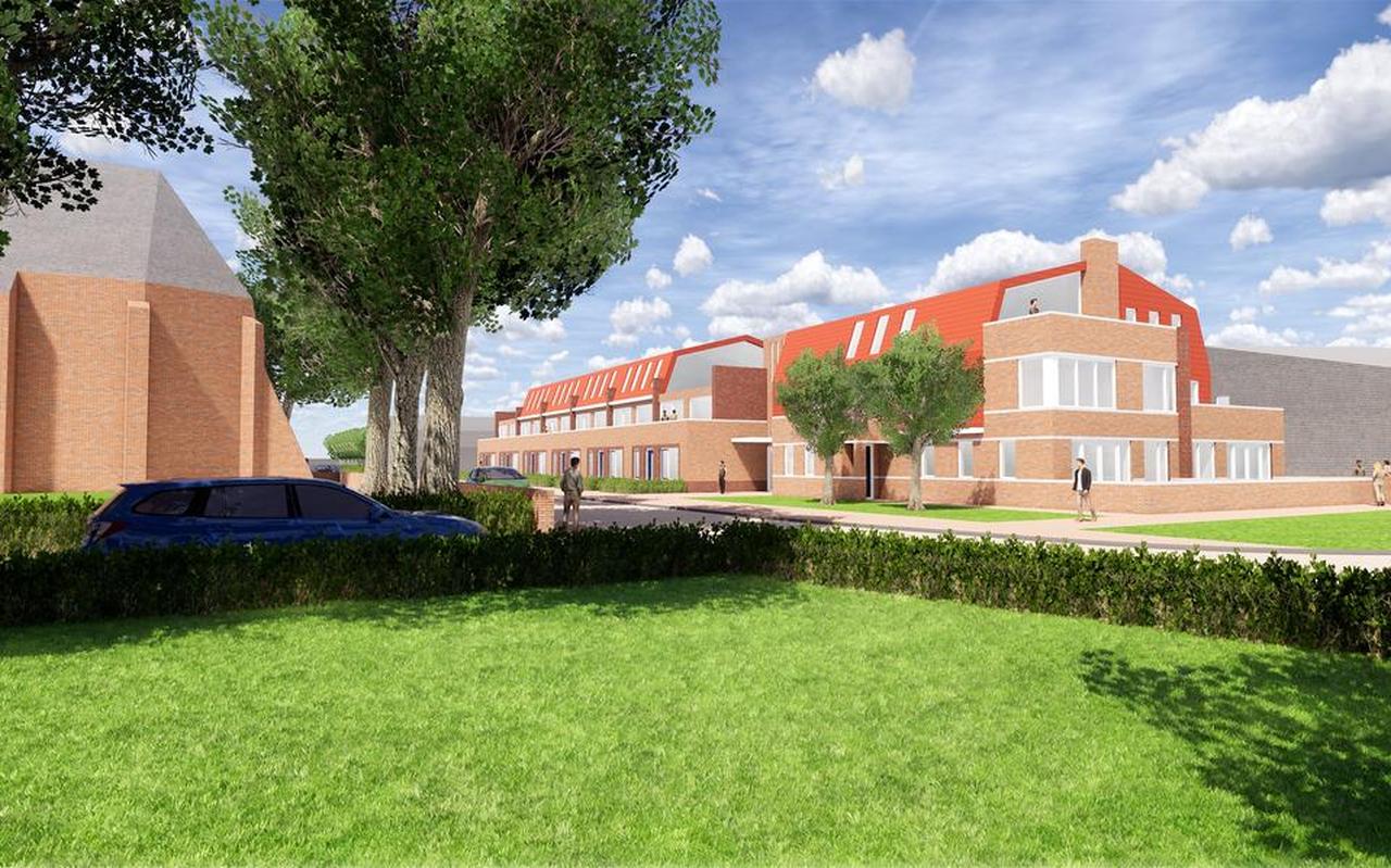 Het plan voor 34 appartementen in het centrum van Eelde. Het plan voor 34 appartementen in het centrum van Eelde.