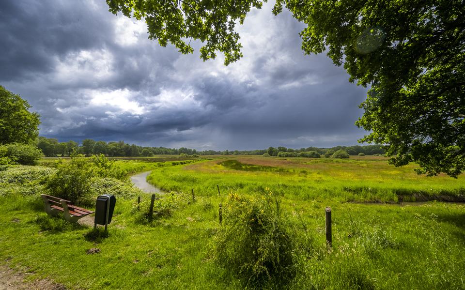 De Drentsche Aa bestaat voor een groot deel uit natuurgebied. Hier het uitzicht vanaf fietspad Schapendrift op het Schipborgse Diep. 