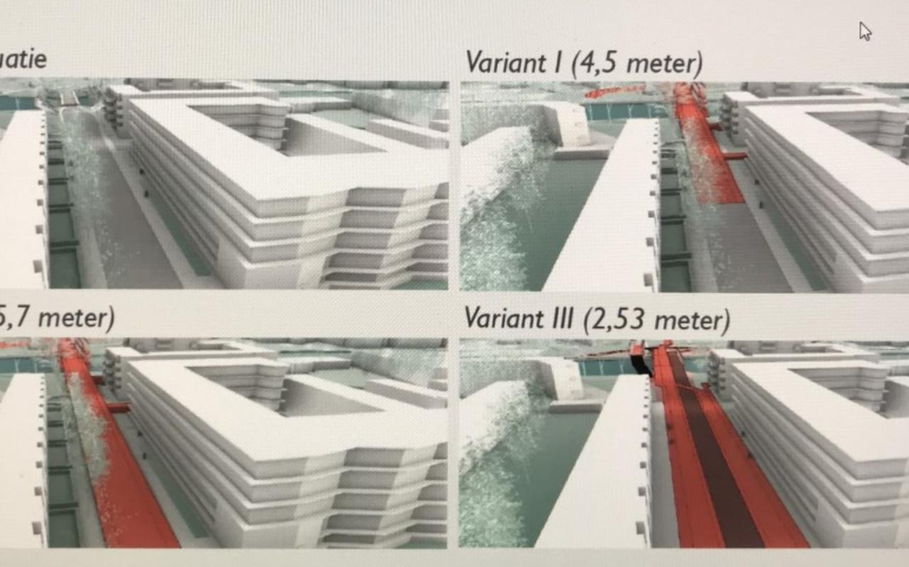 Tekening van de taluds van de verschillende varianten voor de Gerrit Krolbrug. De meest rode (rechtsonder) is de bewonersvariant, maar die krijgt in werkelijkheid juist geen talud op de Korreweg. Tekening van de taluds van de verschillende varianten voor de Gerrit Krolbrug. De meest rode (rechtsonder) is de bewonersvariant, maar die krijgt in werkelijkheid juist geen talud op de Korreweg.