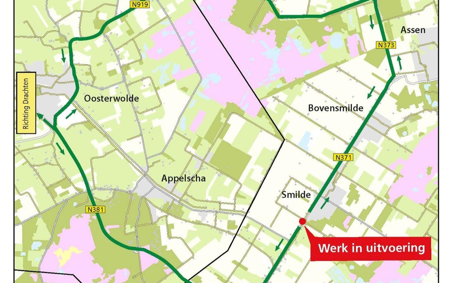 Werkzaamheden aan de Veenhoopsbrug in Smilde. Brug is week lang afgesloten