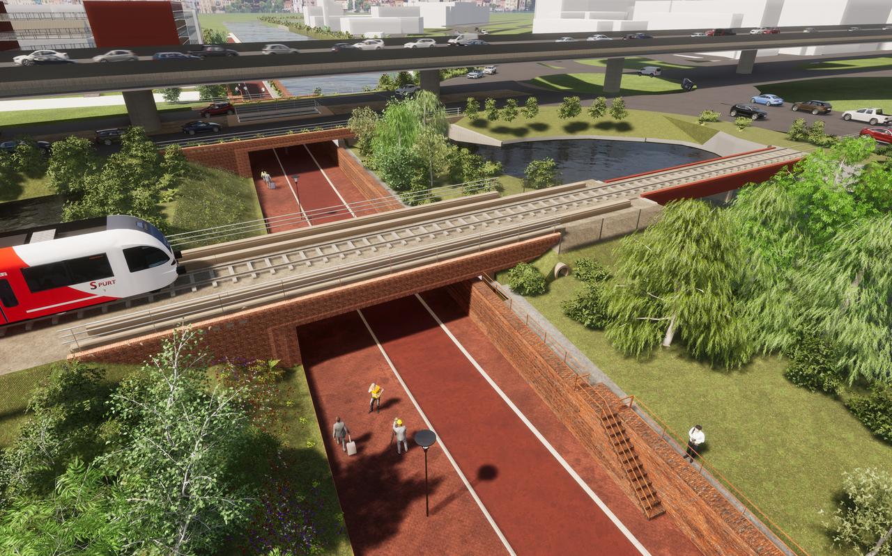 Groningen wil het toekomstige stadsdeel Suikerzijde (hier op maquette) ontsluiten met een eigen treinstation. Dat plan deelt het royaalst mee bij de verdeling van de Haagse miljardenpot voor verkeer en infrastructuur.  