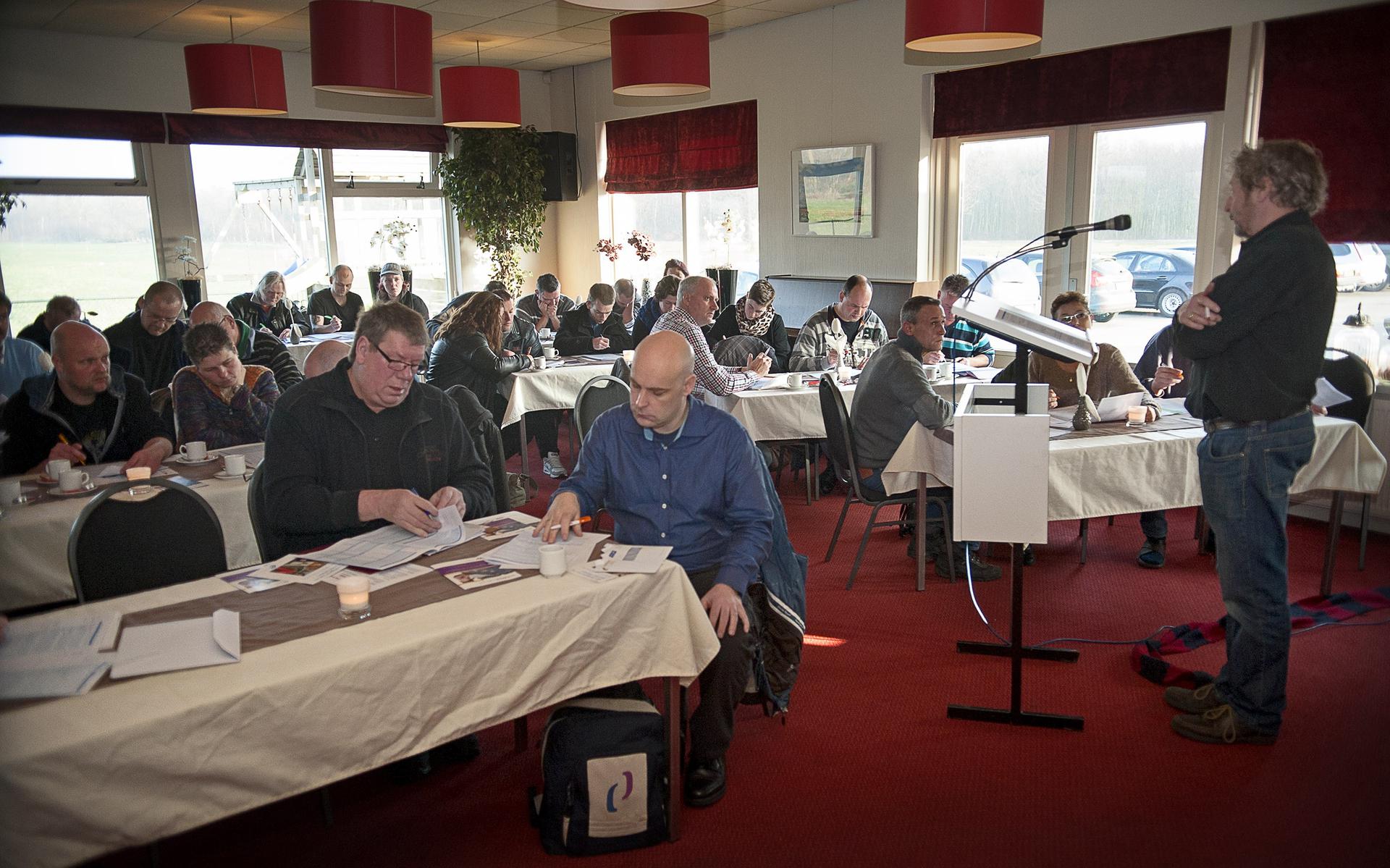 Een personeelsbijeenkomst kort na het faillissement van Heiploeg in 2014.