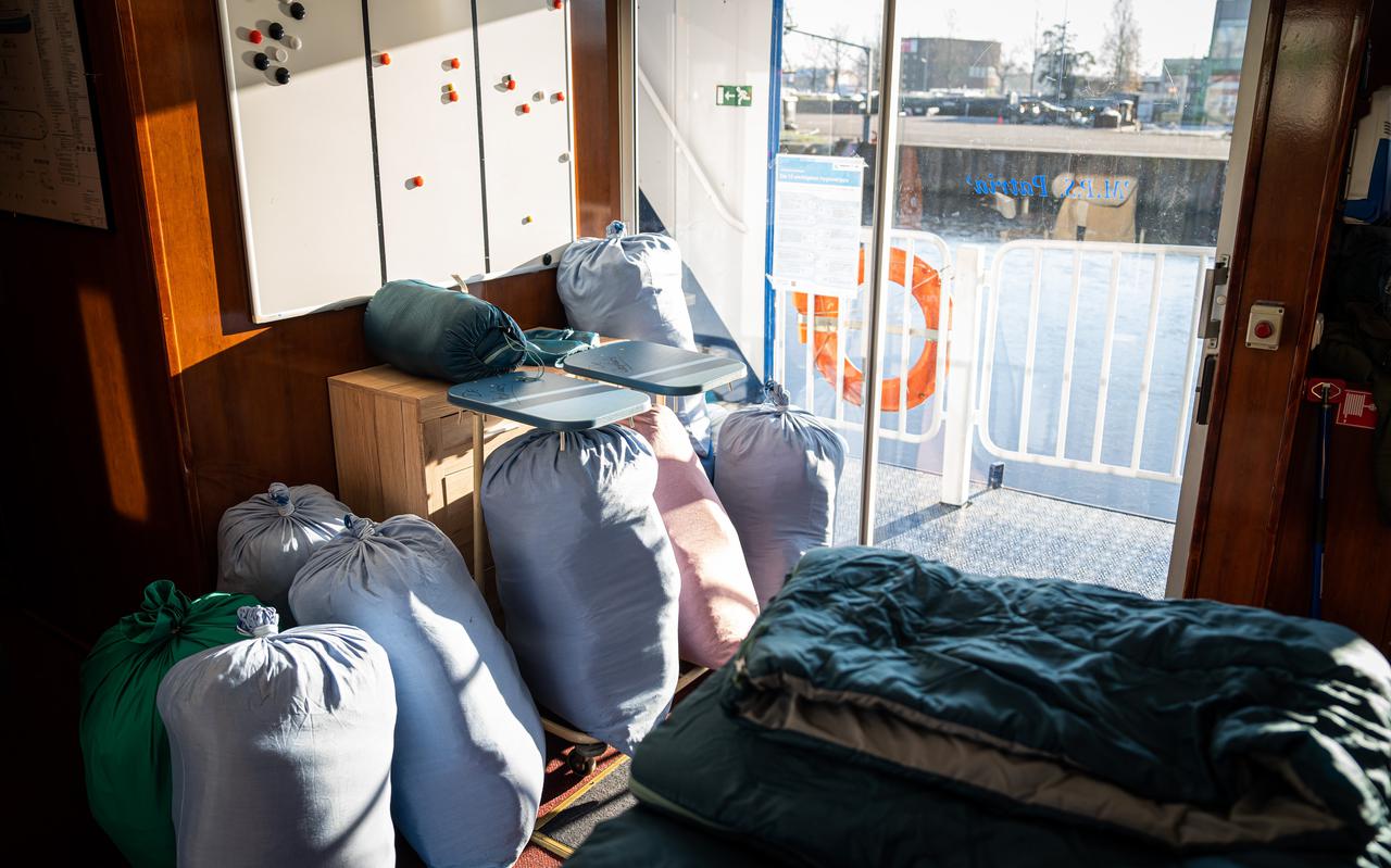 De woonboot voor daklozen in Groningen.
