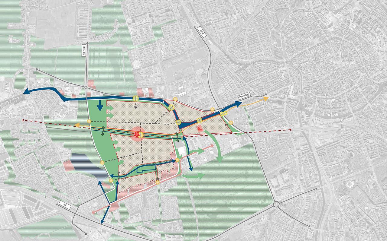 Het plangebied van de toekomstige, Groninger stadswijk De Suikerzijde. 