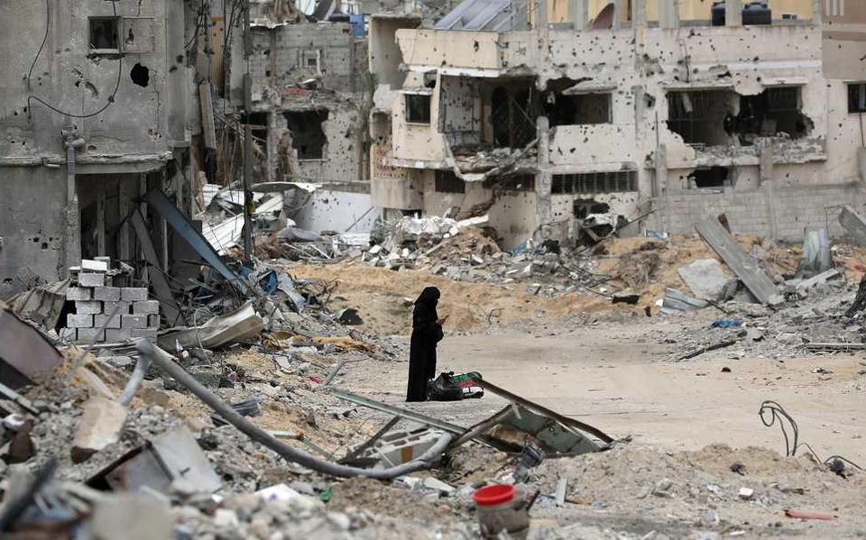 Het puin in Gaza.